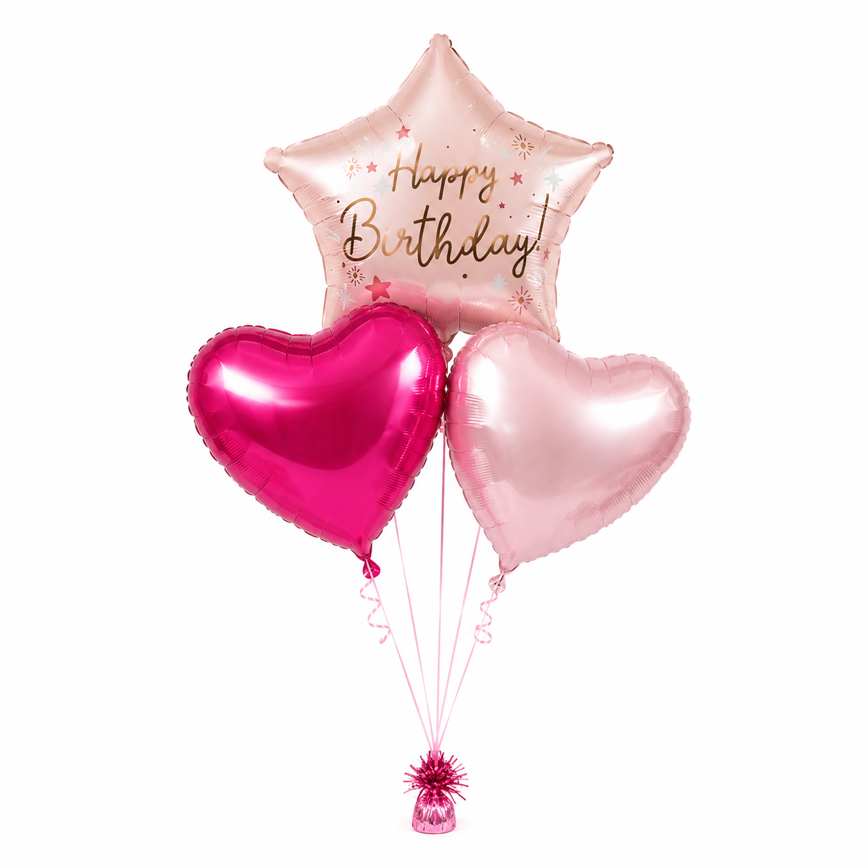 Three Pink Birthday Balloons