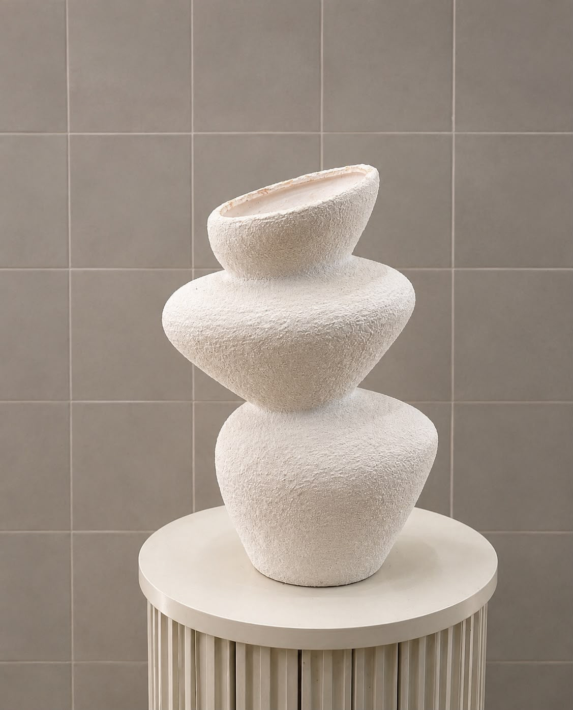 Vase No. 05 — Tall Textured White Vase
